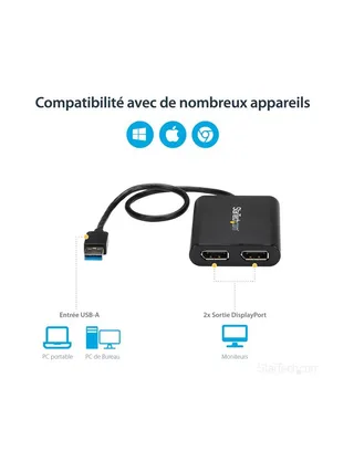 Adapter USB to Dual DisplayPort 4K 60Hz 11
