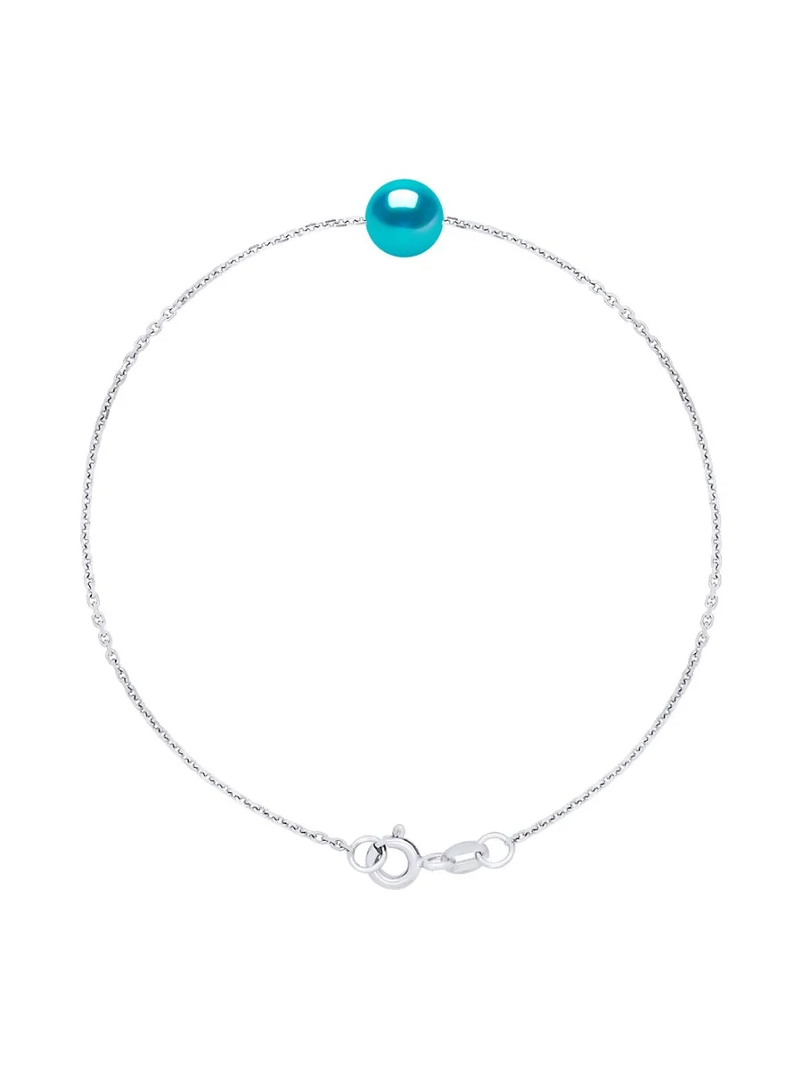 Bracelet Maille Forçat Perle d'Eau Douce Traversante 7-8 mm — Argent 925 Millièmes Rhodié — 18 cm 1