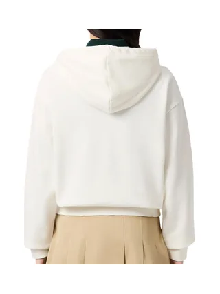 Sweat à Capuche Blanc Femme Lacoste polaire surdimensionné 2