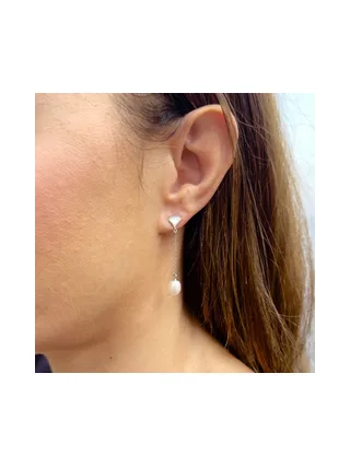 Boucles d'Oreilles Maille Forçat Perles d'Eau Douce Ovales 6-7 mm — Argent 925 Millièmes Rhodié 2