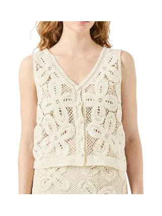 Débardeur Beige Femme YAS Crochet 1