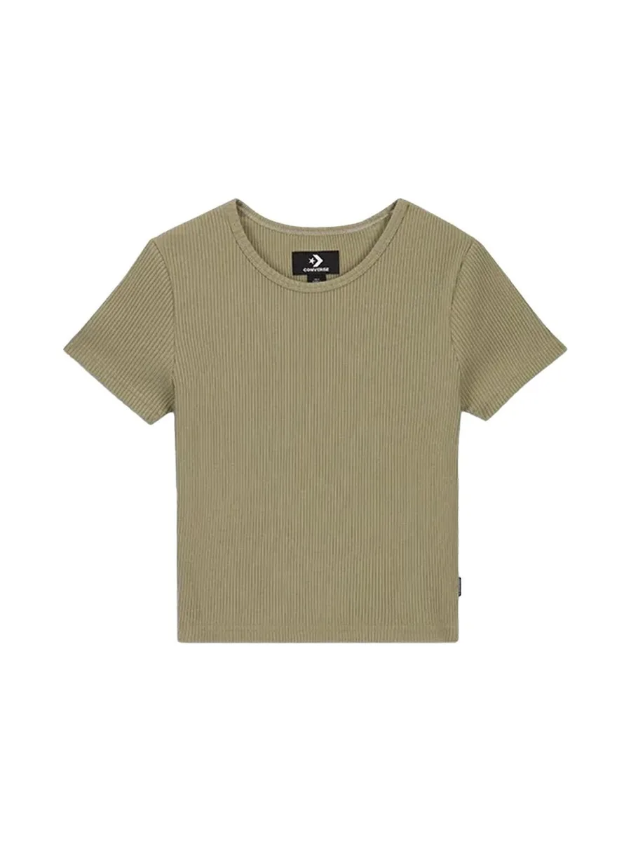 T-shirt Kaki Femme Converse The Rib Crop 2