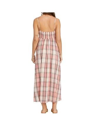 Robe Rose à Carreaux Femme Billabong All Day Midi 2