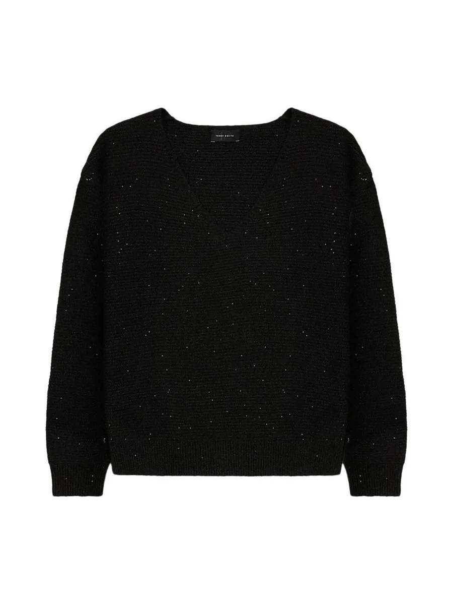 Pull à Paillette Noir/Argenté Femme Teddy Smith Prachel 2