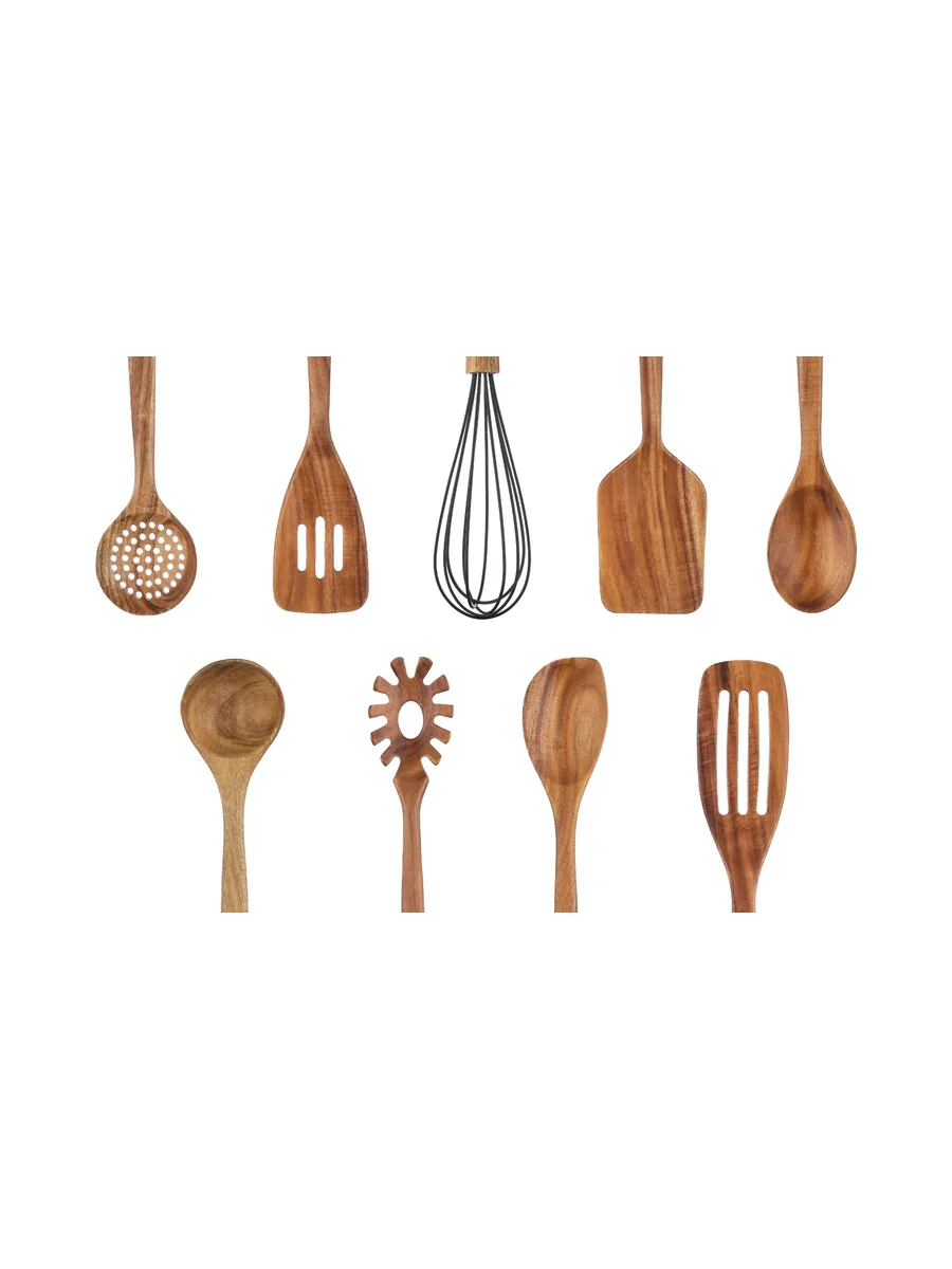 Set d'ustensiles de cuisine en bois d'acacia SKOV - 12 pièces 4