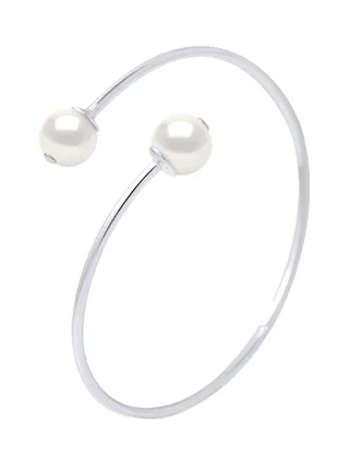 Bracelet Jonc Véritables Perles de Culture d'Eau Douce Rondes 9-10 mm — Argent 925 Millièmes — 14 cm 1