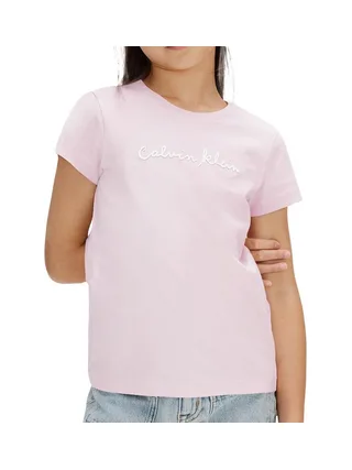 T-Shirt Rose Pale Fille Calvin Klein Jeans Script Logo 1