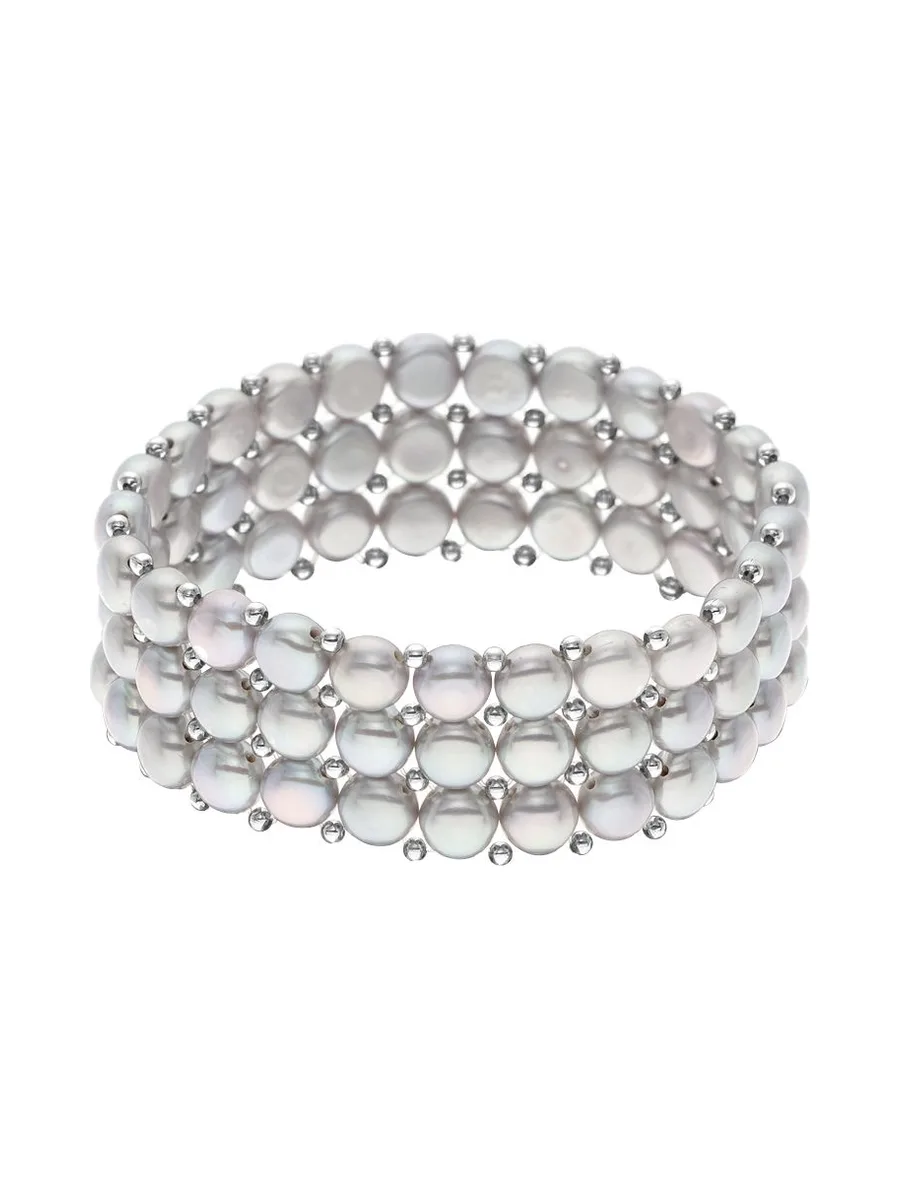 Bracelet 3 Rangs Véritables Perles d'Eau Douce 4 mm — 18 cm 1