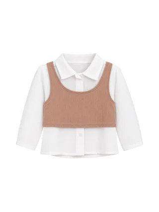 Blouse Blanc/Beige Bébé Fille P'tit Mome Pauline 1