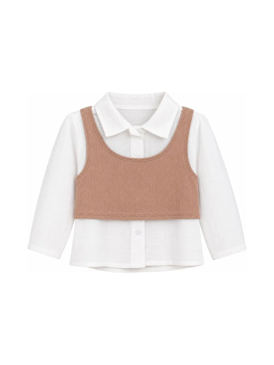 Blouse Blanc/Beige Bébé Fille P'tit Mome Pauline 2