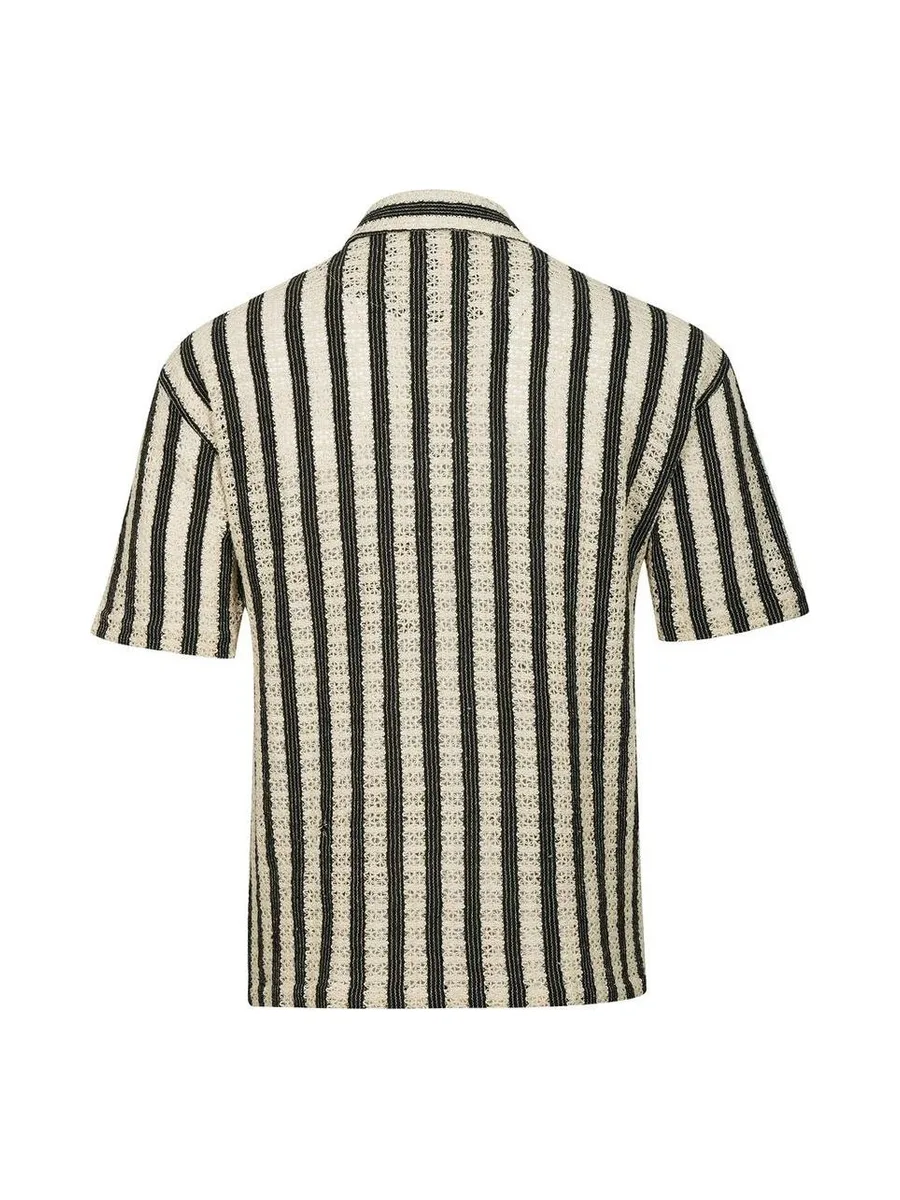 Chemisette Beige/Noir Rayures Homme Kaporal TROY 2