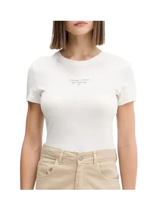 T-Shirt Slim Blanc Femme Tommy Hilfiger Logo 1