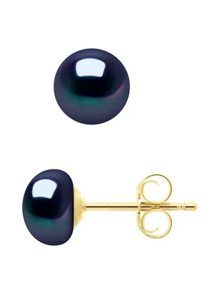 Boucles d'Oreilles Véritables Perles de Culture d'Eau Douce Boutons 6-7 mm — Vermeil 1