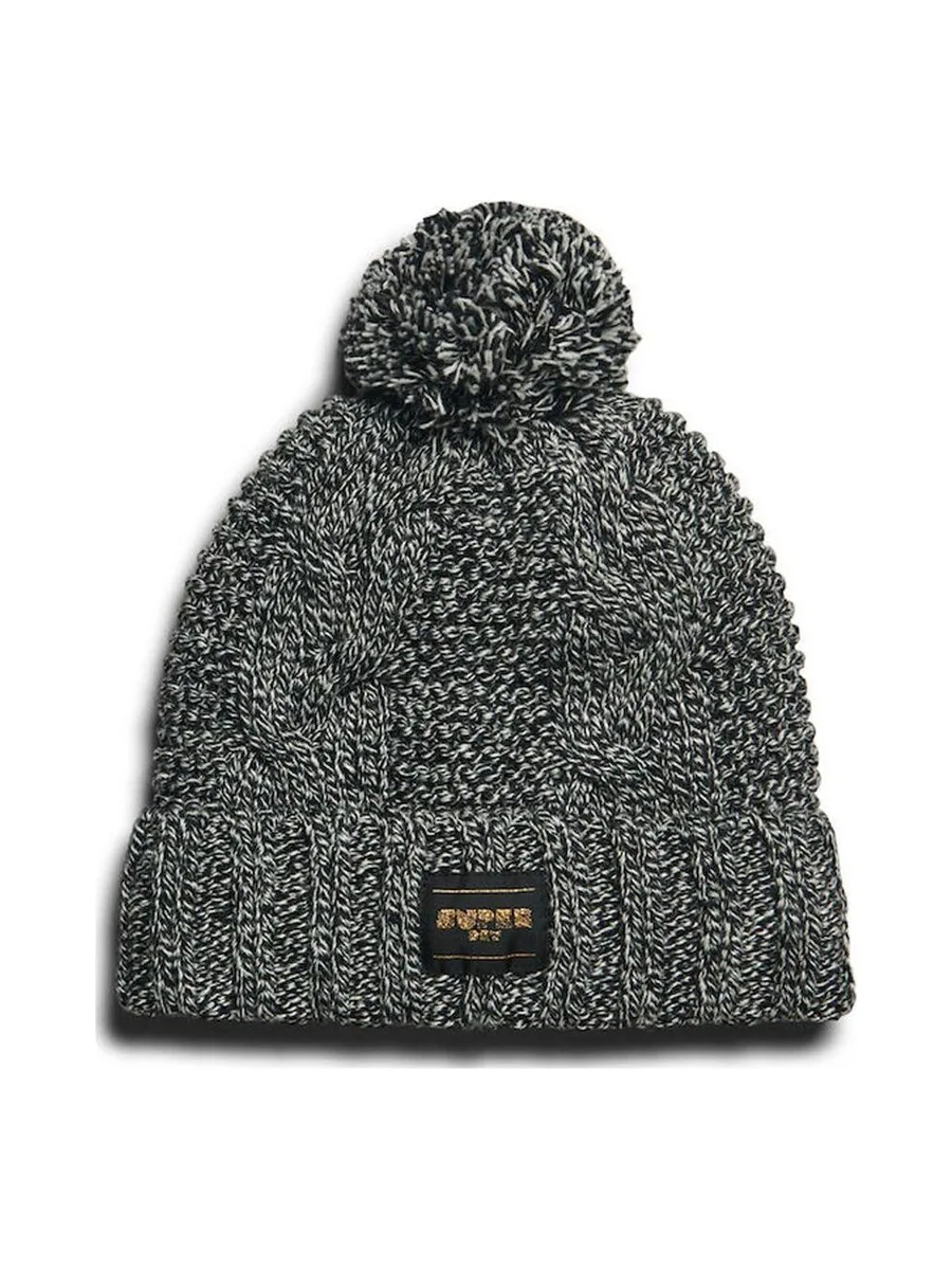 Bonnet Noir Chiné Femme Superdry Cable Knit Beanie 2