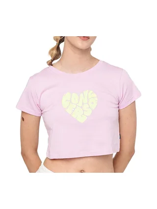 T-shirt Rose/Jaune Femme Converse Heart 1
