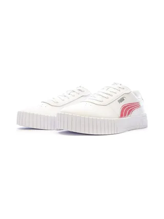 Baskets Blanches/Rose Brillant Fille Puma Carina 2.0 6