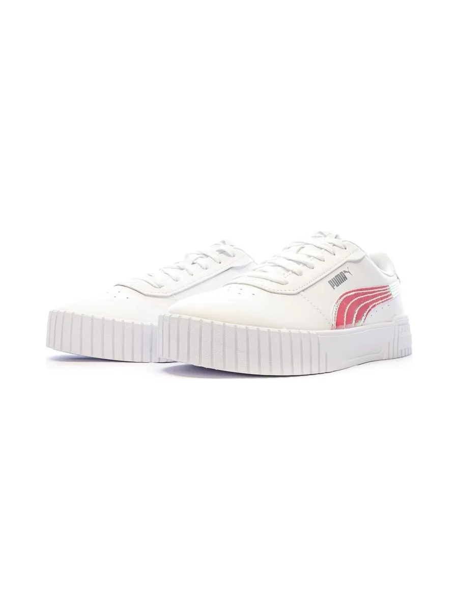 Baskets Blanches/Rose Brillant Fille Puma Carina 2.0 7