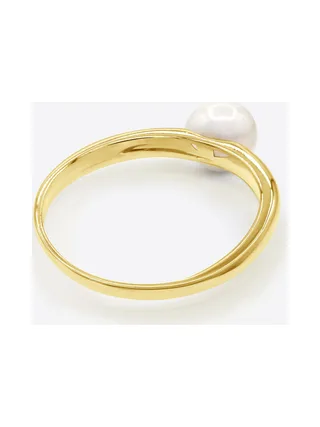 Bague Jonc Véritable Perle d'Eau Douce Ronde 6-7 mm — Or Jaune 375 Millièmes 5