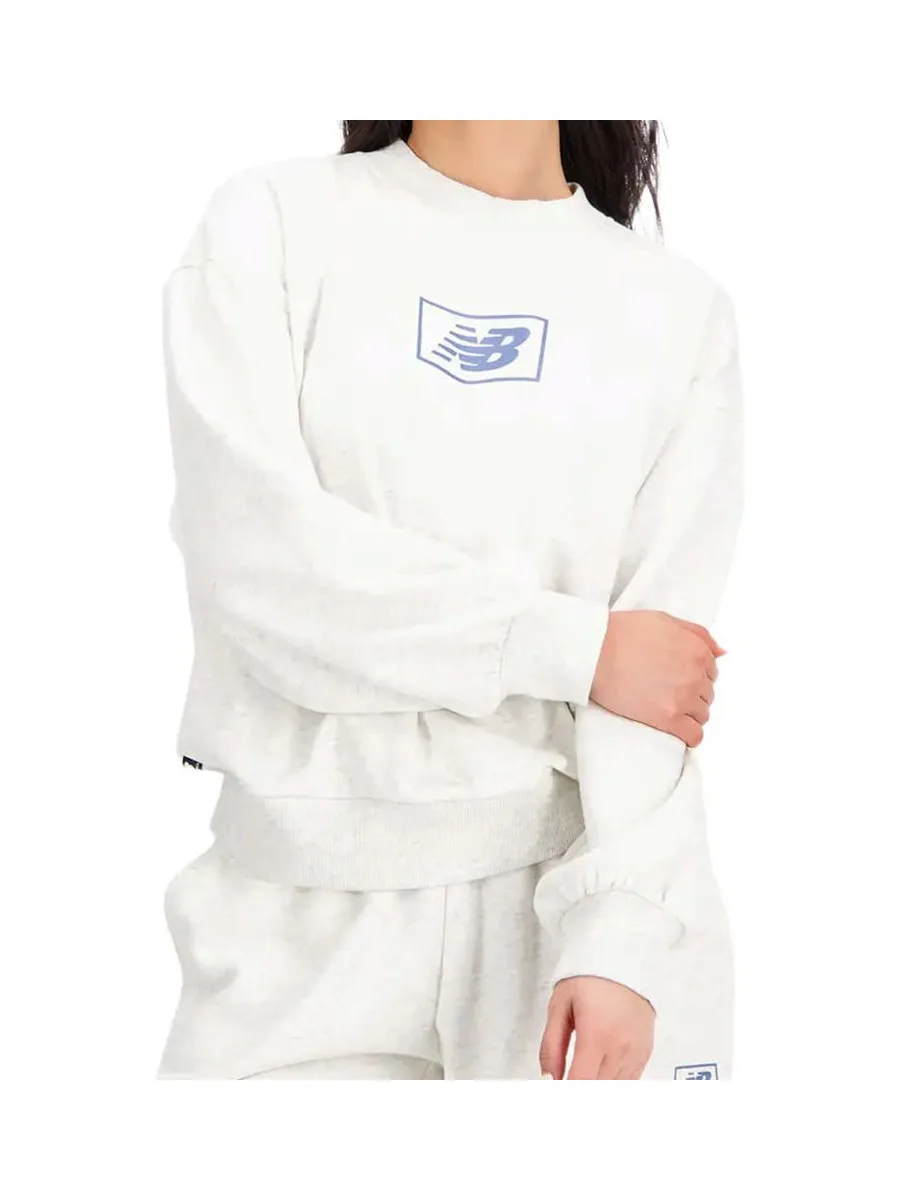 Sweat Gris Chiné Femme New Balance Essentials French 2