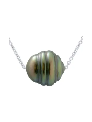 Collier Véritable Perle de Tahiti Cerclée 10-11 mm — Argent 925 Millièmes Rhodié — 42 cm 1