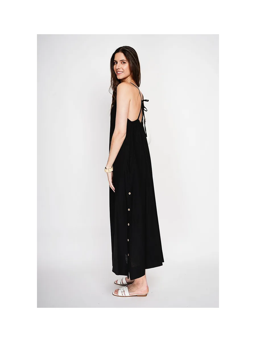 Robe longue en bretelle boutonnage sur les cotes 8