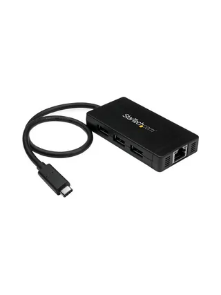 3Port USB C Hub GbE C to A - Power Adapt 1