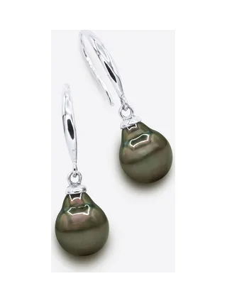 Boucles d'Oreilles Véritables Perles de Tahiti Poires 8-9 mm — Argent 925 Millièmes 1