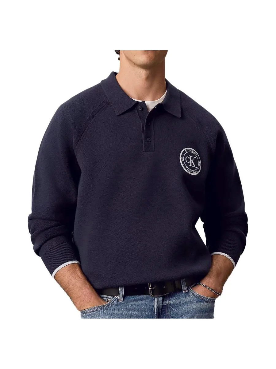 Pull Marine Homme Calvin Klein Jeans Varsity 2