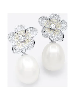Boucles d'Oreilles Véritables Perles d'Eau Douce Poires 9-10 mm — Argent 925 Millièmes 1