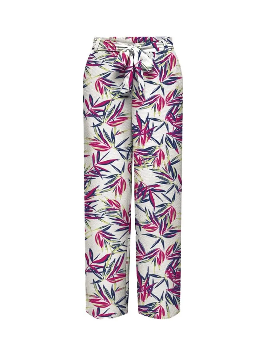 Pantalon Blanc/Vert/Rose Femme Only Nova Life Palazzo 3