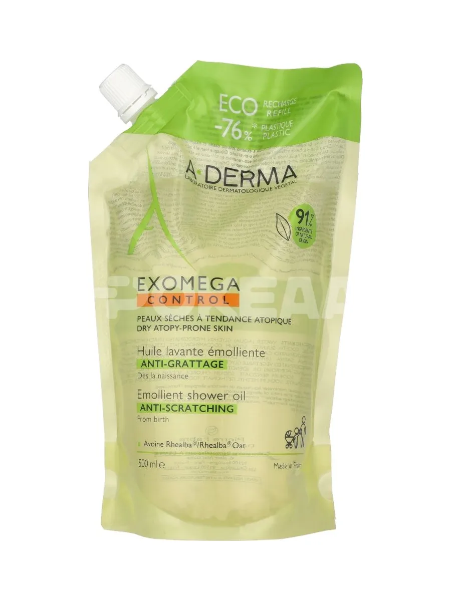 A-Derma Exomega Control Emollient Shower Oil - Refill 500ml 1