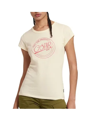 T-shirt Ecru Femme G-Star Raw Large Logo 1