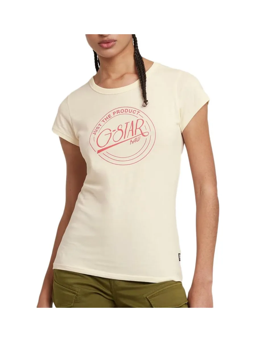 T-shirt Ecru Femme G-Star Raw Large Logo 2