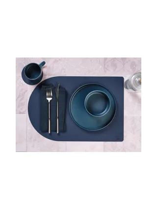 Sous-verre rond réversible - 6 pièces - Cuir recyclé blanc crème et vert de gris 12