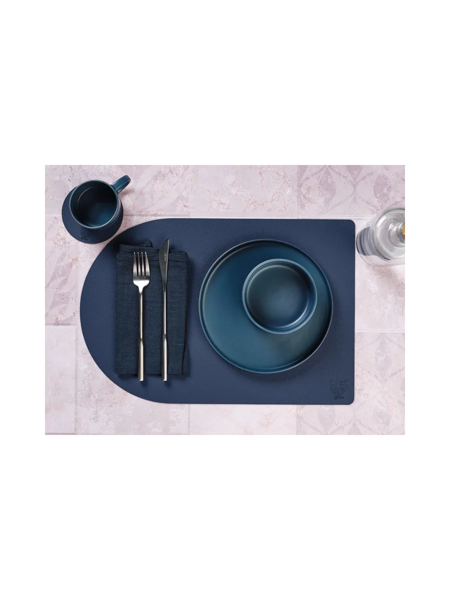 Sous-verre rond réversible - 6 pièces - Cuir recyclé blanc crème et vert de gris 12