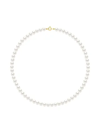 Collier Véritables Perles d'Eau Douce Semi-Rondes 6-7 mm — Or Blanc 375 Millièmes — 42 cm 1