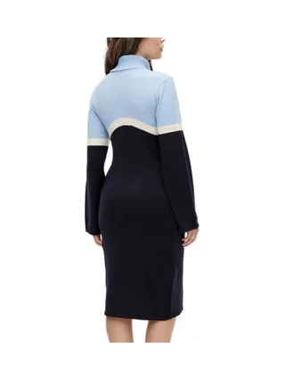 Robe Pull Bleu/Noir Femme Mamalicious Rollneck 2