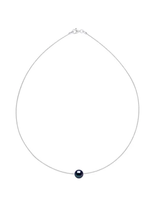 Collier Véritable Perle d'Eau Douce Traversante Ronde 9-10 mm — Argent 925 Millièmes — 42 cm 2