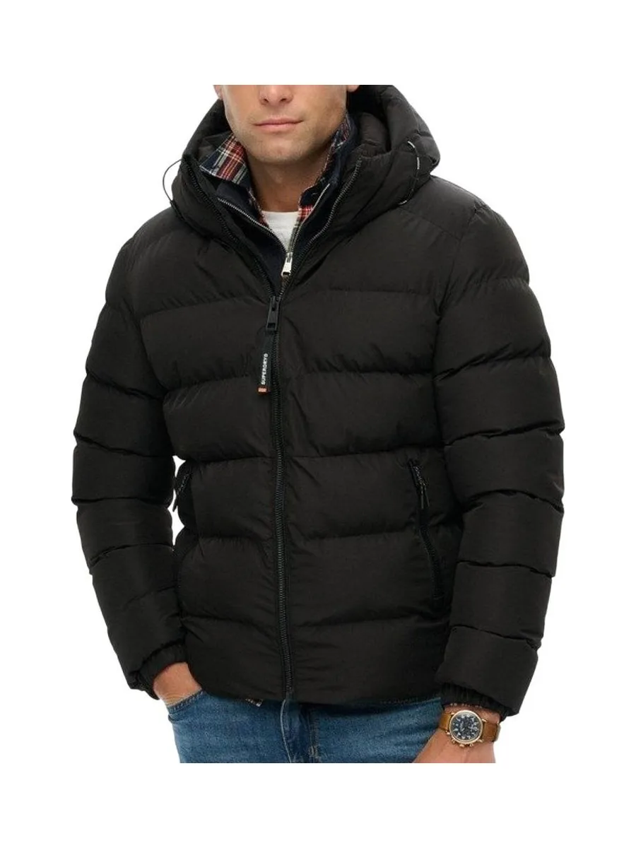 Doudoune Noire Mat Homme Superdry Hooded 2