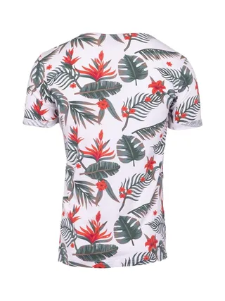 T-shirt Blanc/Rouge Homme La Maison Blaggio Fleur 2