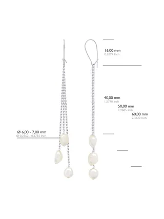 Boucles d'Oreilles Véritables Perles d'Eau Douce Baroques 6-7 mm — Or Blanc 375 Millièmes 2