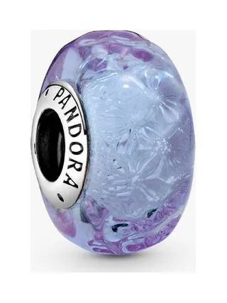 Pandora - Charm Murano Wavy iridescent lavender verre en argent sterling 1