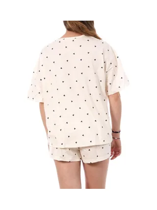 Pyjama Court Rose/Rouge/Noir Femme Lulu Castagnette Petits Cœurs 2