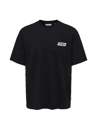 T-shirt Noir Homme Only & Sons print Logo Rlx 1