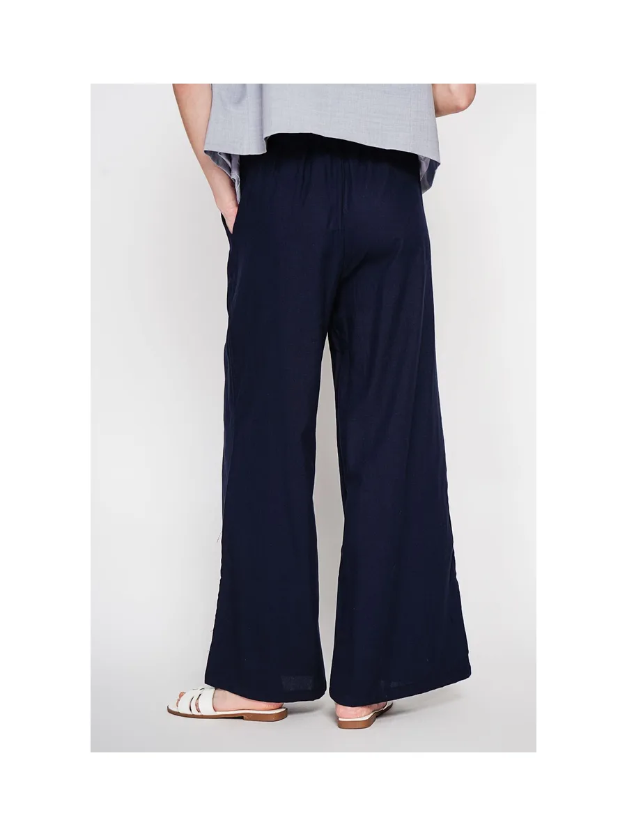 Pantalon large taille haute avec poches 11