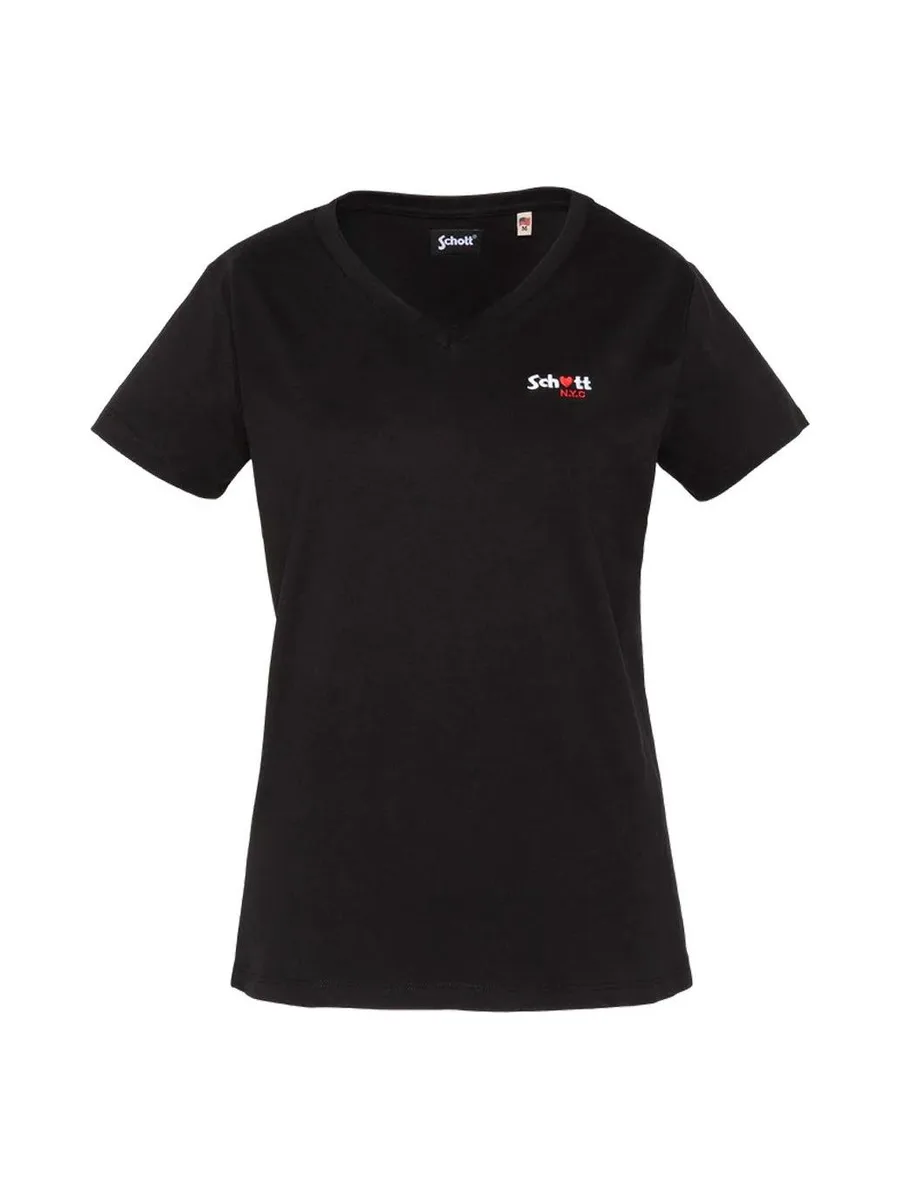 T-Shirt Noir Femme Schott TSBRODEDW 1