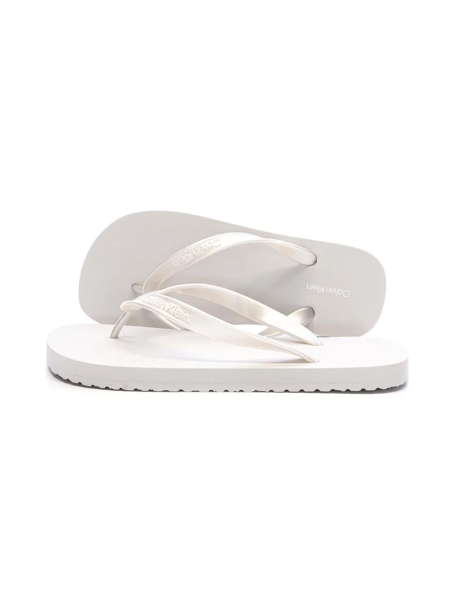 Tongs Grise Femme Calvin Klein Jeans Flip Flop Tpu Metall 2