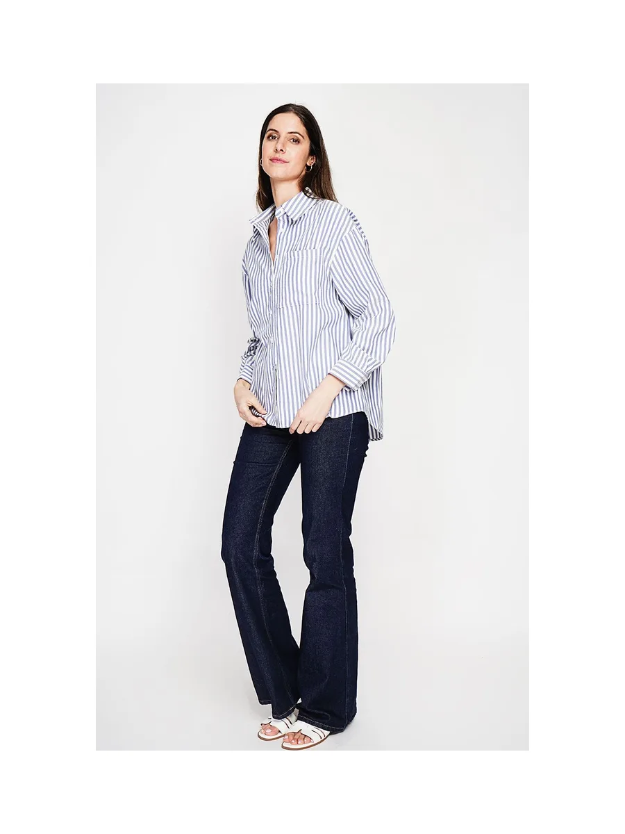 Chemise longue coupe oversize Poche poitrine à manches longues à reyure 2