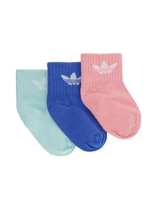 x3 Lot de trois paires de chaussettes Rose/Verte/Bleu Fille Adidas Kids Ankle 2