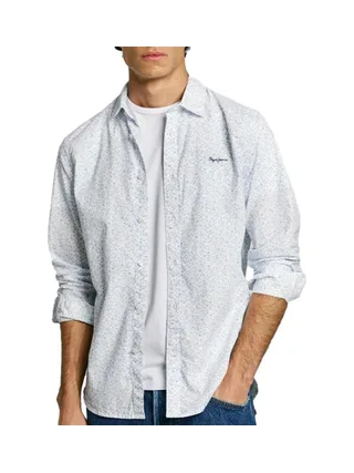 Chemise Blanc/Bleu Homme Pepe jeans Anson 1